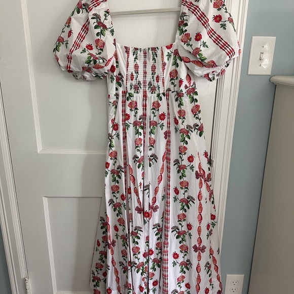 Hill House Red Shell Vine Stripe Dress in Small S - Picture 2 of 7